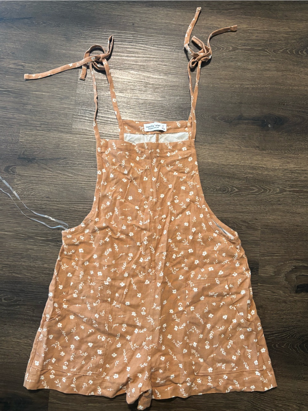 Vanilla Star Rust Floral Tie-Shoulder Romper